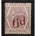GB QV 1883 6d with 6d surcharge surface printed OF- mounted mint. Centred slight NW, possible slight