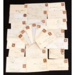 Packet containing a quantity of 30 GB QV line engraved 1d red imperf on envelopes, in mixed