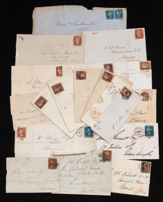 GB QV line engraved collection of 20 envelopes, good mix with 1843 penny pink bearing full Maltese