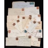 GB QV line engraved collection of 20 envelopes, good mix with 1843 penny pink bearing full Maltese