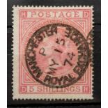 GB 5/- rose DH- 1867 Maltese Cross watermark. Slightly off centre. Bearing Manchester Royal Exchange