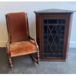 A 19th cent rocking chair and oak corner cabinet (a/f)