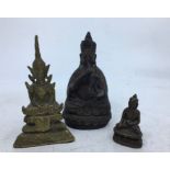 A collection of three Asian bronze figures. H:12cm (tallest) (3)