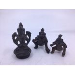 Collection of three small Indian bronze figures. H:7.7cm (tallest)