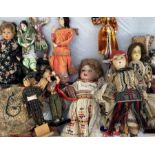 A 19th cent Armand Marseille Bisque headed doll and a collection of dolls