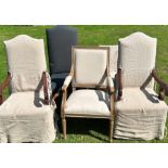 A pair of 20th cent French style armchairs and similar a qty