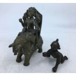 An Indian bronze figure of a deity H:13.5cm together with a small Indian bronze figure of a deity.