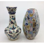 A 20th century narrow neck vase, polychrome decorated, height 29cm, together with a modern Chinese