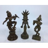 A collection of three Indian bronze figures. H:16cm (tallest)