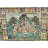 A very large Indian silk painting study depicting deities
