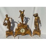 A French 19th cent clock garniture