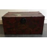 A large Chinese chest. H:40cm D:49cm W:83cm (a/f)