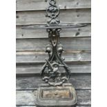 A 19th cent cast iron stick stand, registration diamond  stamp and a collection of walking canes