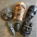 Collection of six African wooden masks (6)