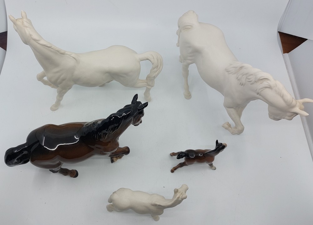 Three Beswick white horses, a Beswick dapple grey horse, a Beswick black horse and a further horse - Image 11 of 12