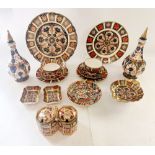 A collection of imari china to include Royal Crown Derby Imari pattern 1128 and similar, to