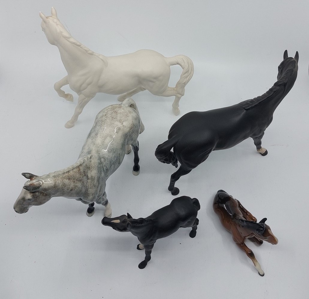 Three Beswick white horses, a Beswick dapple grey horse, a Beswick black horse and a further horse - Image 4 of 12