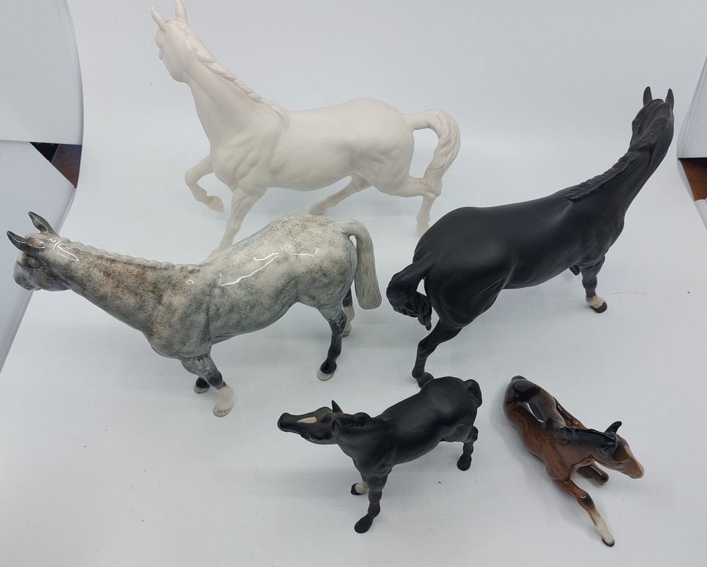 Three Beswick white horses, a Beswick dapple grey horse, a Beswick black horse and a further horse - Image 3 of 12