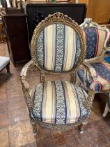 Collection of restoration project salon chairs in need of reupholstering and frame repairs. **Please