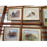 Berresford Hill Signed limited edition Game bird Prints x 4  Grey and Red Legged Partridges, Red