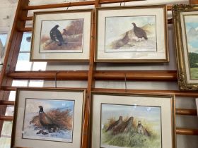 Berresford Hill Signed limited edition Game bird Prints x 4  Grey and Red Legged Partridges, Red