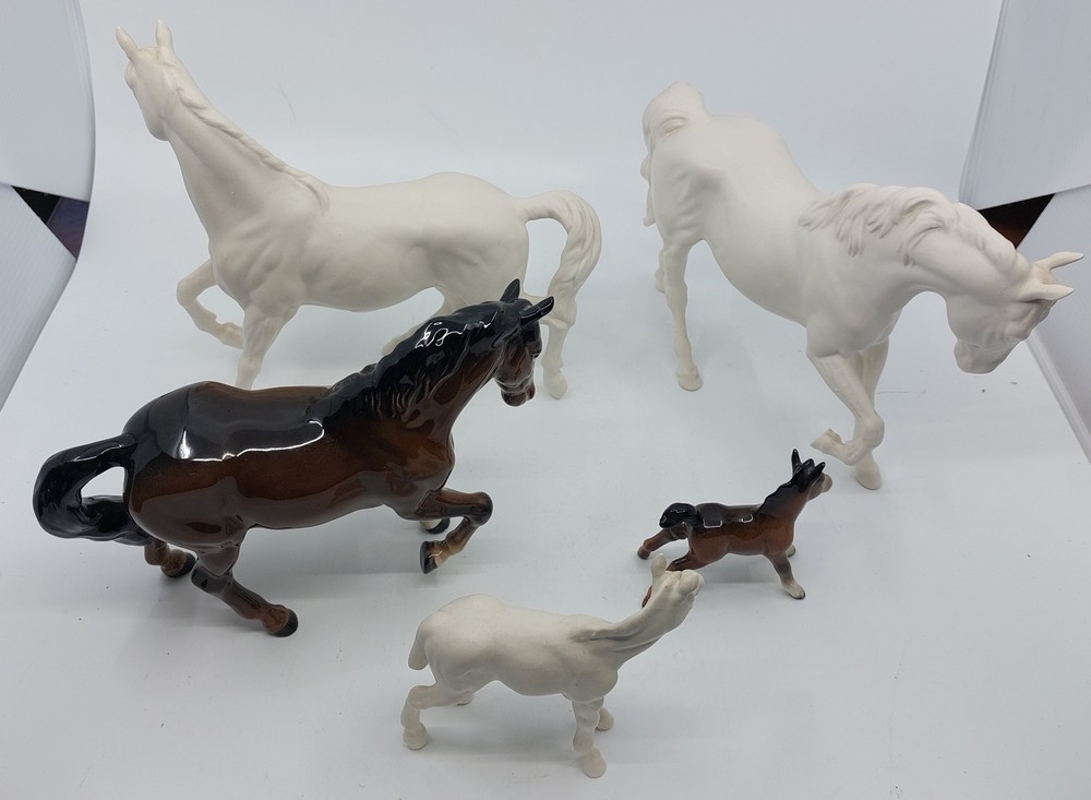 Three Beswick white horses, a Beswick dapple grey horse, a Beswick black horse and a further horse - Image 10 of 12