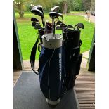 3 carry bags with golf clubs i- 3 bags one Dunlop two unbranded containing 25 assorted clubs in
