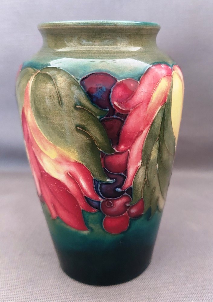 A collection of Moorcroft to include a tall Hibiscus pattern lamp base and 3 smaller vases , various - Image 6 of 17