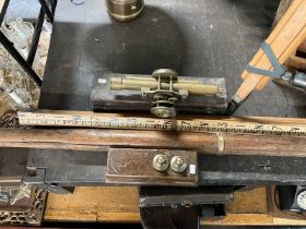 Reynolds 1916 Brass surveyors equipment including compass, weights stand and original box plus