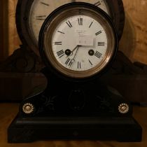 16. French mantel clock retailed by B Yahslev Ladgate Mill London with 8 day 2 train movement