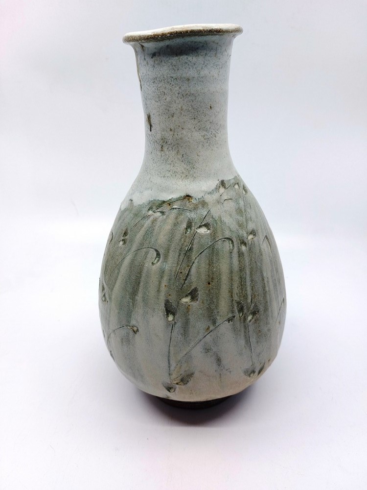 A Phil Rogers (1951-2020) Stoneware vase.  In a pale green and off white  glaze. With an impressed - Image 2 of 5