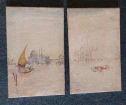 B I Bradbury scenes in the Venetian Lagoon Signed and dated 1928 a pair, oil on canvas 40.5cms x