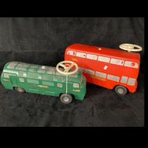 2 x vintage Triang ride on toys, Bus and train in well used condition train has a loose wheel