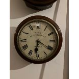 6. English fusee dial clock with a 12" dial with M.R.C CILLET BLAND & CO. Croydon written on the