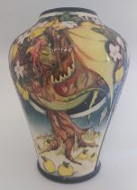 A large boxed, trial Draco ( Landon ) vase by Moorcroft, stands 31.5 cm high. Condition: Good, no