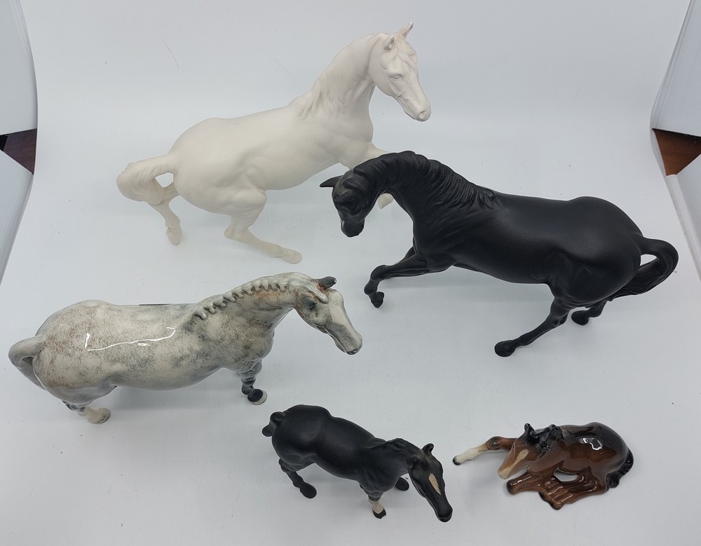 Three Beswick white horses, a Beswick dapple grey horse, a Beswick black horse and a further horse - Image 2 of 12