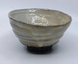 A Lee Kang-Hyo (born 1961). Stoneware footed raku glazed  bowl. Appears unmarked but handwritten