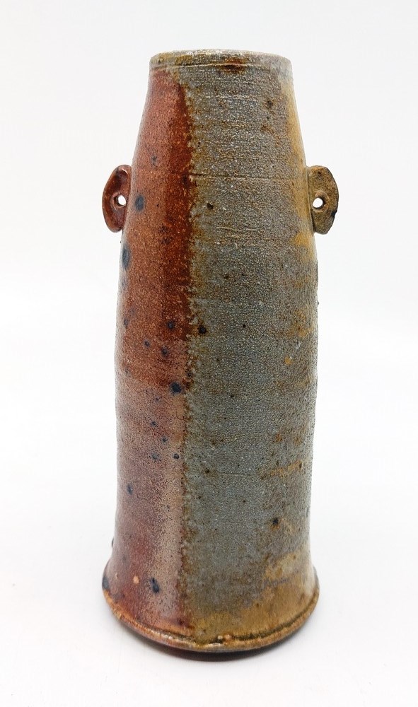 A Stephen Parry. Ryebugh Pottery stoneware lugged thin vase. with an Impressed mark SP.  standing 17