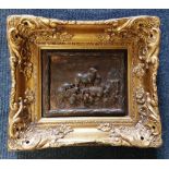 A period style bronze plaque cast in relief with sheep and lambs, signed "Herring" in the bronze,