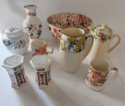 A collection of ceramics and books to include a pair of hexagon  RCD Imari vases pattern 1128 ,