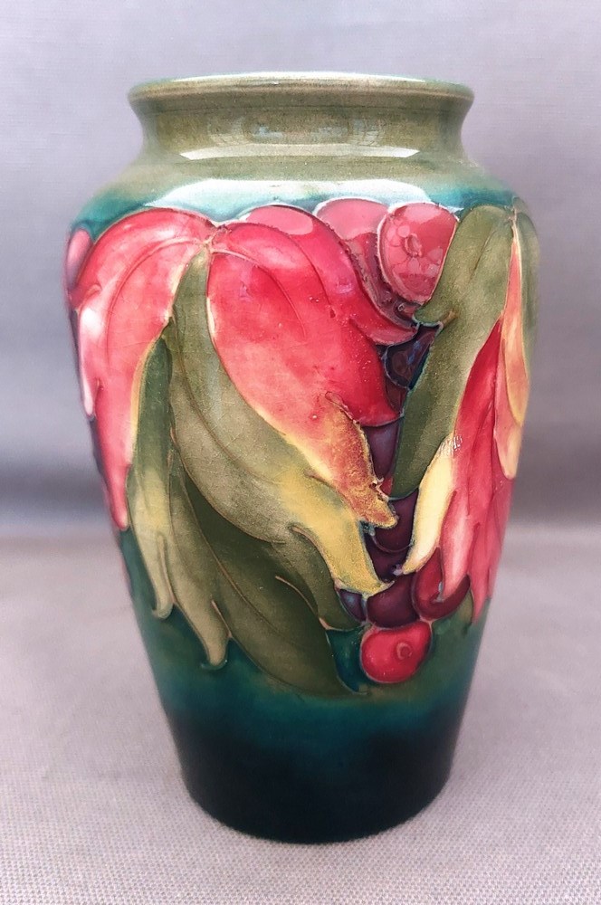 A collection of Moorcroft to include a tall Hibiscus pattern lamp base and 3 smaller vases , various - Image 5 of 17