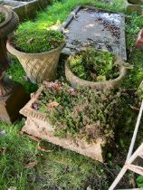 3 assorted cast concrete/cement planters