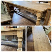 Large Pine refectory table originally from The Refectory at St Ervan, North Cornwall. very heavy