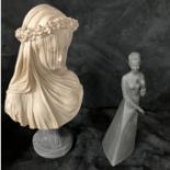 A veiled maiden bust (resin) and Douton figure "sympathy" 1979   2838