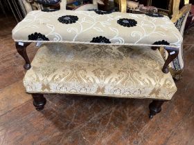 2 x 3 foot upholstered foot stools, in need of recovering/restoration 3' x 1'8" and 3' x 13"