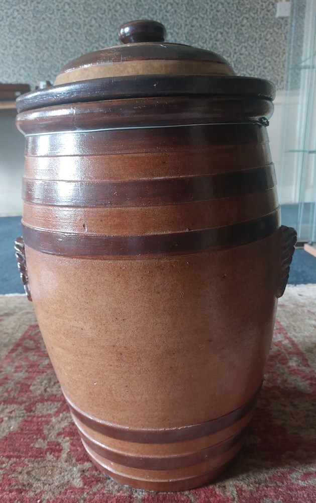 A large advertising  lidded stoneware 19c  glazed water filter for the Adkins Filter and Engineering - Image 7 of 11