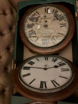 8. Two English fusee dial clocks, one without it's back box. For spares or repair 12" dials AF   £