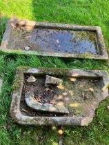 2 x stone sink troughs,  one damaged one complete, sizes 24 "x 54"  and 24" x 42"