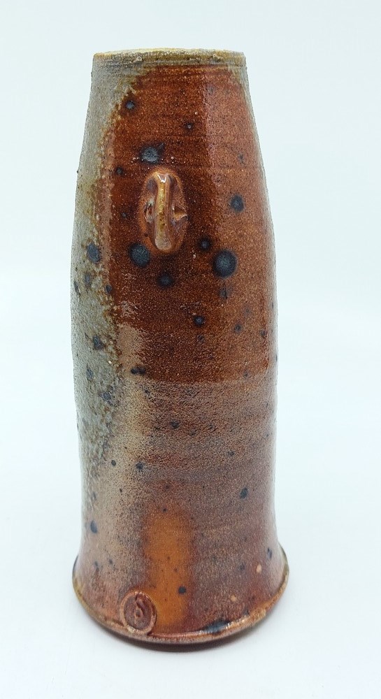 A Stephen Parry. Ryebugh Pottery stoneware lugged thin vase. with an Impressed mark SP.  standing 17 - Image 2 of 5