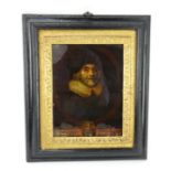 17th century coloured engraving of John Dethick, by Pierre Lombart, c1657. Framed an glazed.